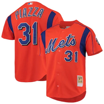 mens mitchell and ness mike piazza orange new york mets coo